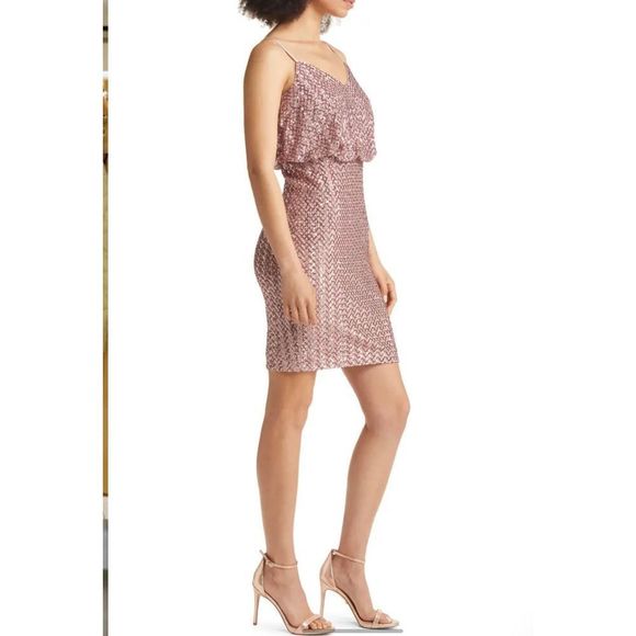 Vince camuto pink Sequin Blouson Sheath Dress - Picture 4 of 15